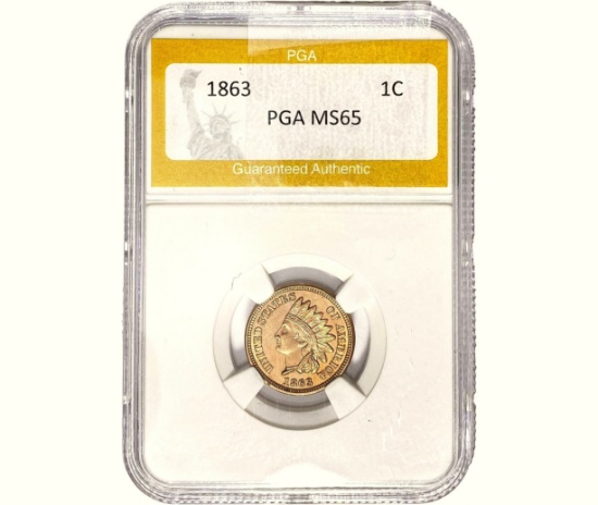 1863 Indian Head Cent PGA AU65