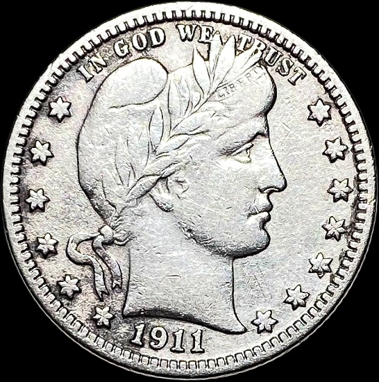 1911 Silver Barber Quarter NICELY CIRCULATED