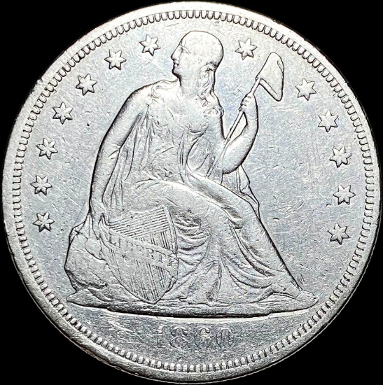 1860-O Silver Seated Liberty Dollar LIGHTLY CIRCULATED