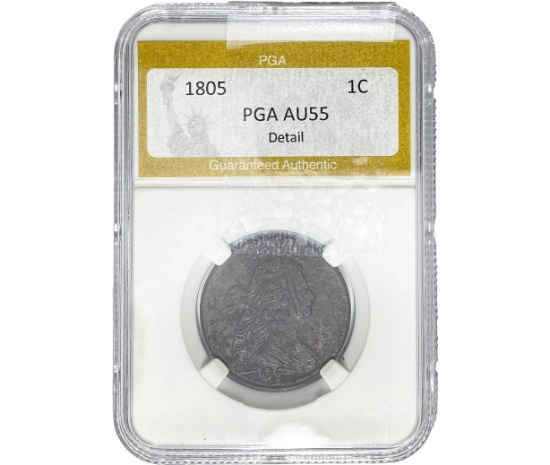 1805 Draped Bust Large Cent PGA AU55 Detail