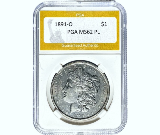 1891-O Morgan Silver Dollar PGA MS62 PL