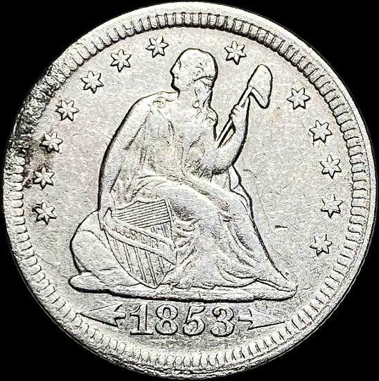 1853 Arrows Seated Liberty Quarter NEARLY UNCIRCULATED