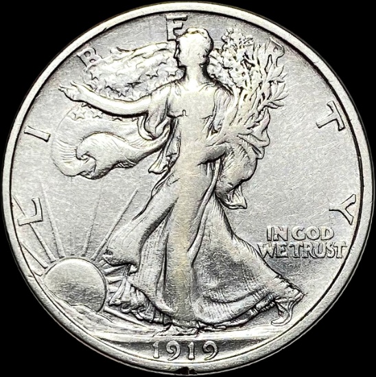 1919-D Silver Walking Liberty Half Dollar LIGHTLY CIRCULATED