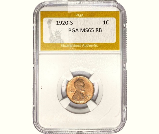 1920-S Wheat Cent PGA MS65 RB
