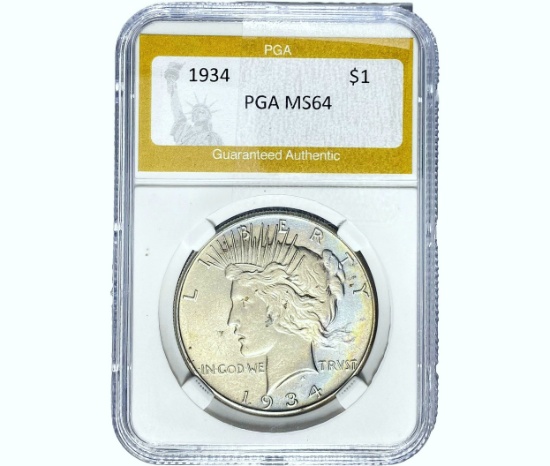 1934 Silver Peace Dollar PGA MS64