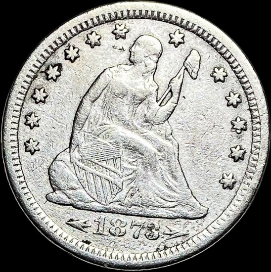 1873 Arrows Seated Liberty Quarter LIGHTLY CIRCULATED