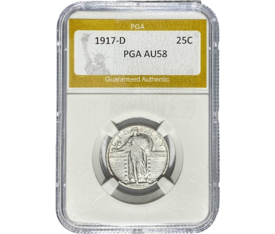 1917-D Standing Liberty Quarter PGA AU58