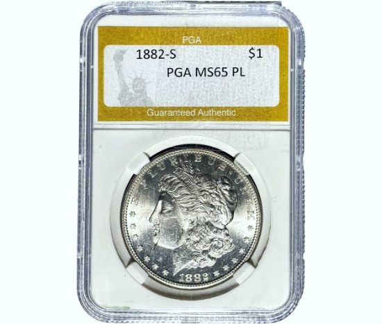 1882-S Morgan Silver Dollar PGA MS65 PL