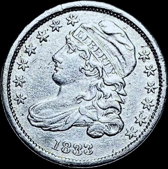 1833 Capped Bust Dime NEARLY UNCIRCULATED