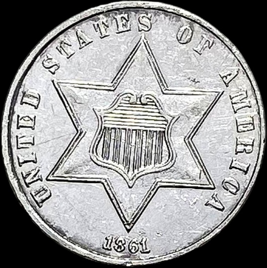 1861 Silver Three-Cent Piece UNCIRCULATED