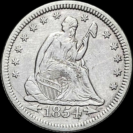 1854 Arrows Seated Liberty Quarter NEARLY UNCIRCULATED
