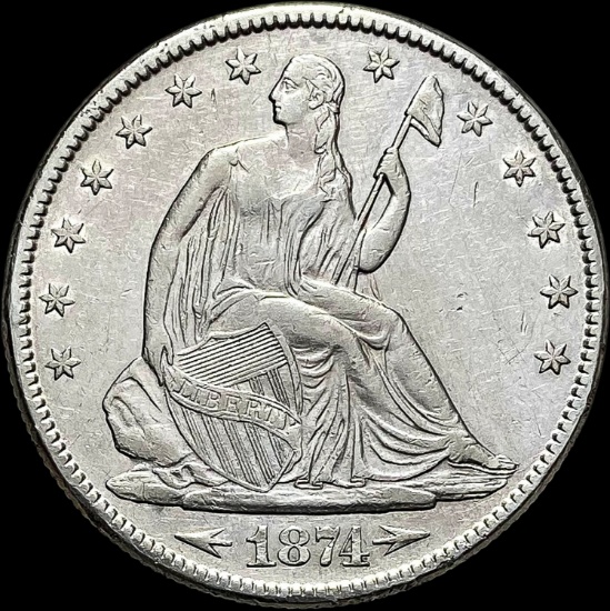 1874 Arrows Seated Liberty Half Dollar CLOSELY UNCIRCULATED