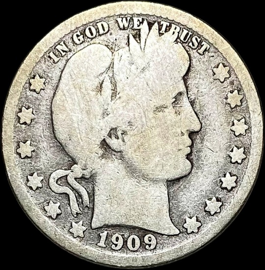 1909-O Silver Barber Quarter NICELY CIRCULATED