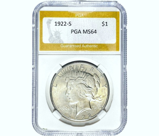 1922-S Silver Peace Dollar PGA MS64