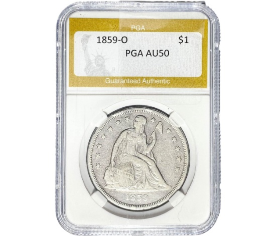1859-S Silver Trade Dollar PGA AU50
