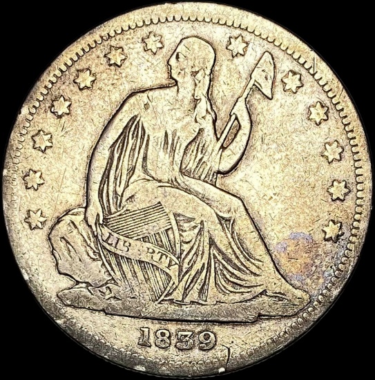 1839 Seated Liberty Half Dollar LIGHTLY CIRCULATED