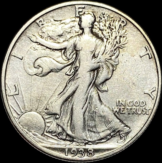 1938-D Silver Walking Liberty Half Dollar LIGHTLY CIRCULATED
