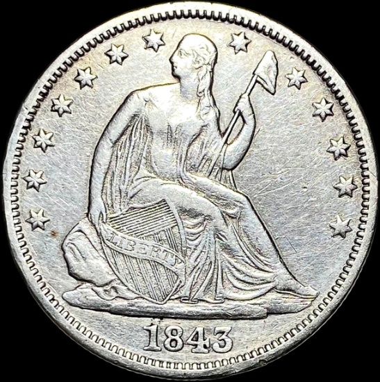 1843-O Silver Half Dollar (Seated Liberty) CLOSELY UNCIRCULATED