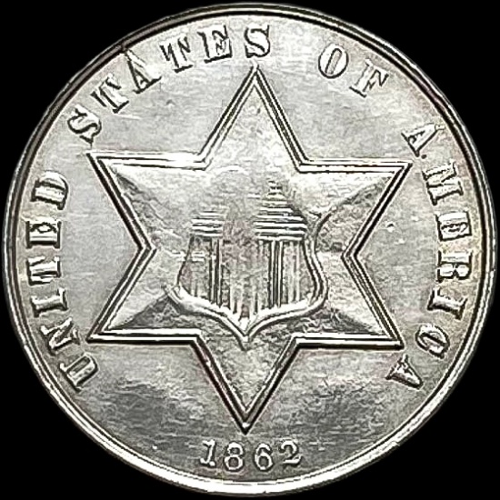 1862 Silver Three-Cent Piece LIGHTLY CIRCULATED