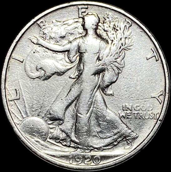 1920-S Silver Half Dollar Walking Liberty LIGHTLY CIRCULATED