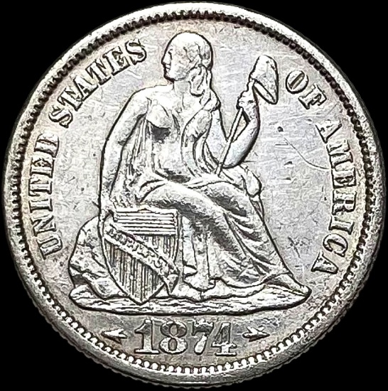 1874 Seated Liberty Dime CLOSELY UNCIRCULATED