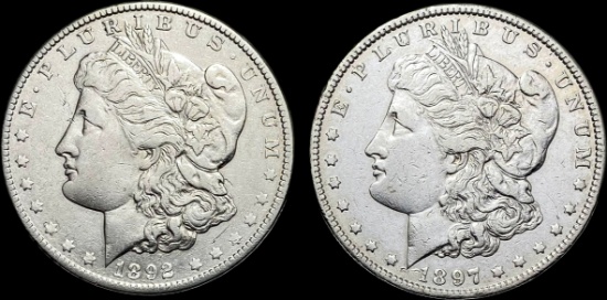 [2]1892-S/1897 Morgan Silver Dollar CLOSELY UNCIRCULATED