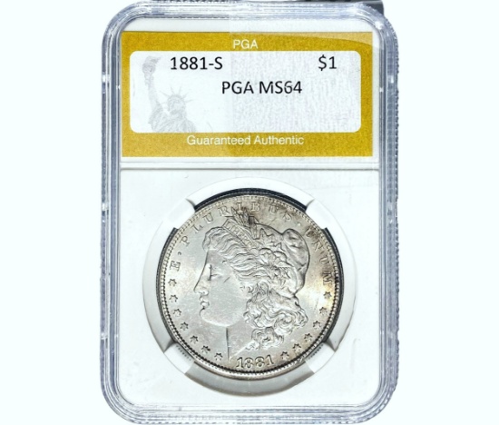 1881-S Morgan Silver Dollar PGA MS64