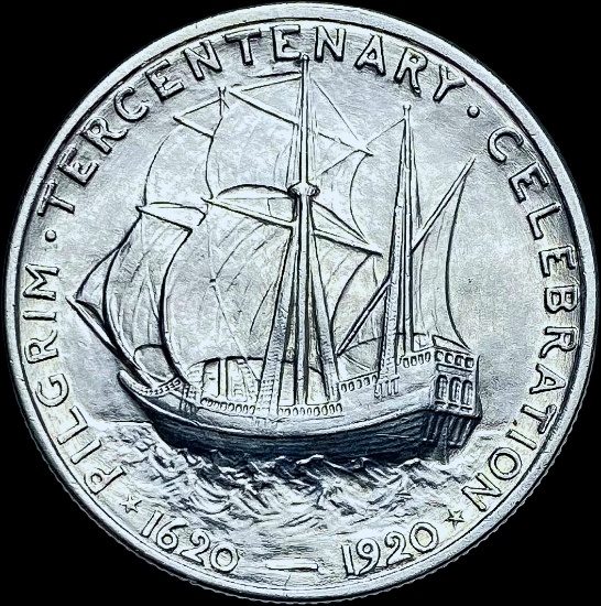 1920 Silver Pilgrim Tercentenary Half Dollar CHOICE AU