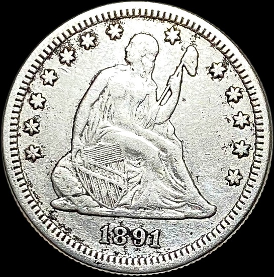 1891-S Silver Seated Liberty Quarter LIGHTLY CIRCULATED