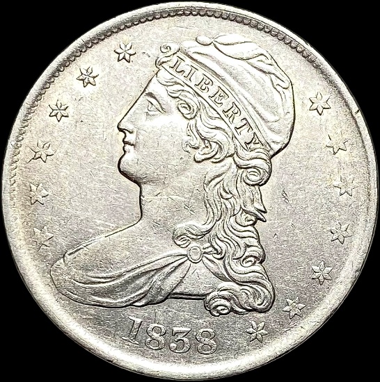 1838 Silver Half Dollar (Capped Bust) NEARLY UNCIRCULATED