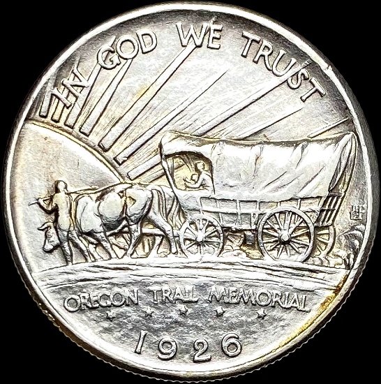 1926 Silver Oregon Trail Half Dollar CLOSELY UNCIRCULATED