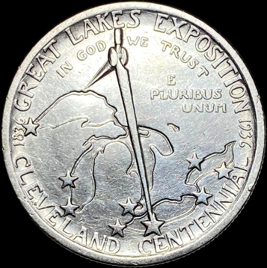 1936 Silver Half Dollar Cleveland Centennial CLOSELY UNCIRCULATED