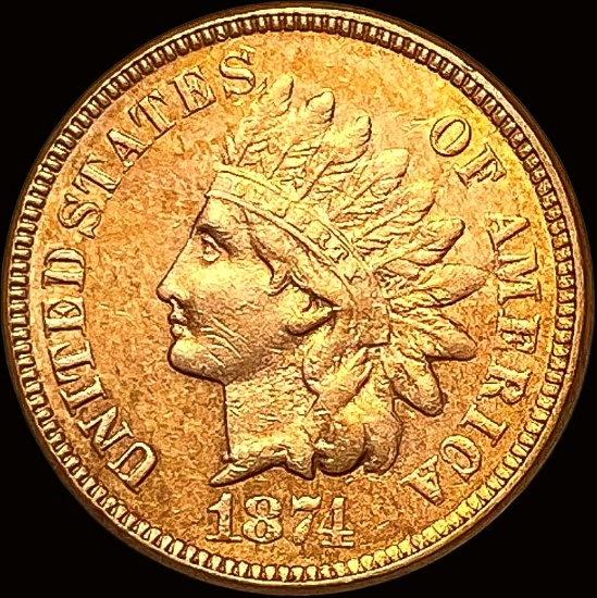 1874 Indian Head Cent NEARLY UNCIRCULATED