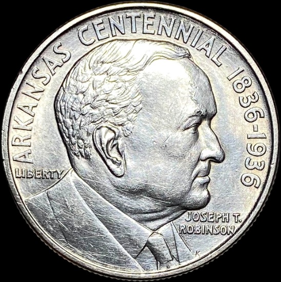 1936 Silver Arkansas Centennial Half Dollar CLOSELY UNCIRCULATED