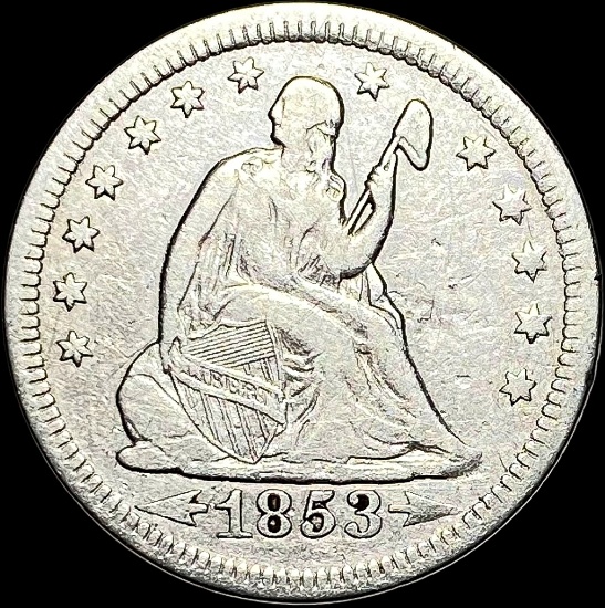 1853 Arrows Seated Liberty Quarter NICELY CIRCULATED