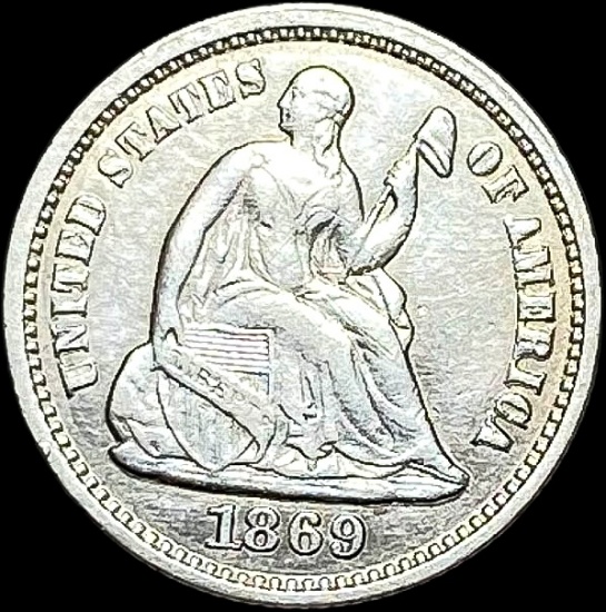 1869-S Silver Half Dime CLOSELY UNCIRCULATED