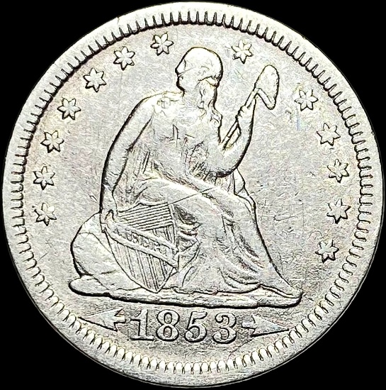 1853 Arrows Seated Liberty Quarter CLOSELY UNCIRCULATED