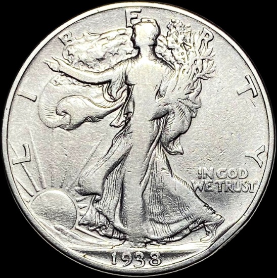 1938-D Silver Walking Liberty Half Dollar LIGHTLY CIRCULATED