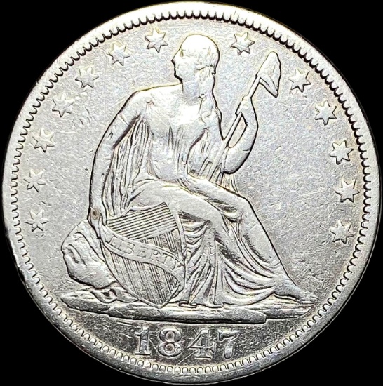1847-O Silver Half Dollar (Seated Liberty) NEARLY UNCIRCULATED