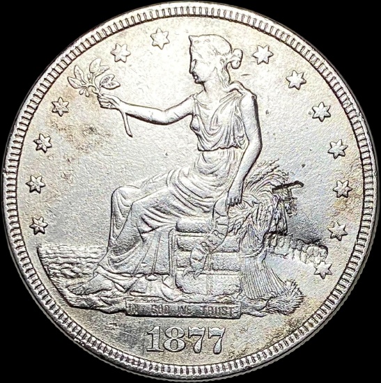 1877 Silver Trade Dollar NEARLY UNCIRCULATED