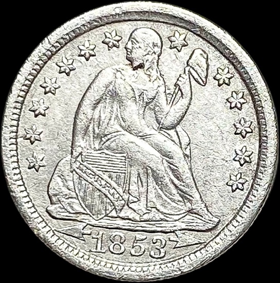 1853 Arrows Seated Liberty Dime NEARLY UNCIRCULATED