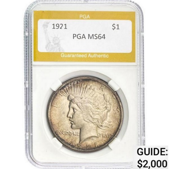 1921 Silver Peace Dollar PGA MS64