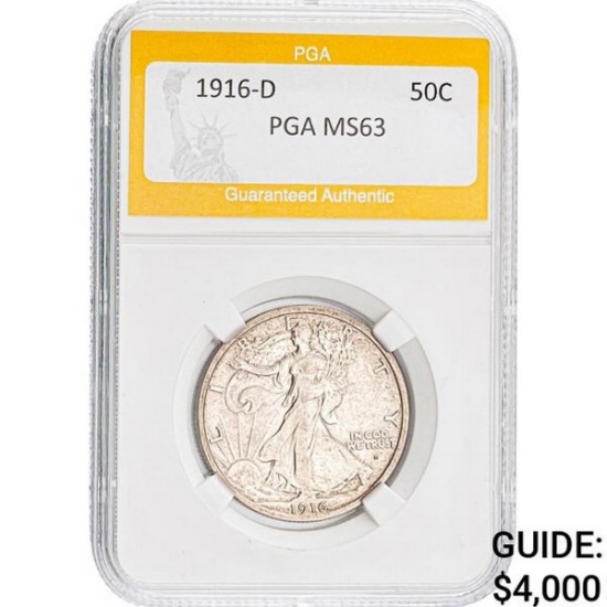 1916-D Walking Liberty Half Dollar PGA MS63