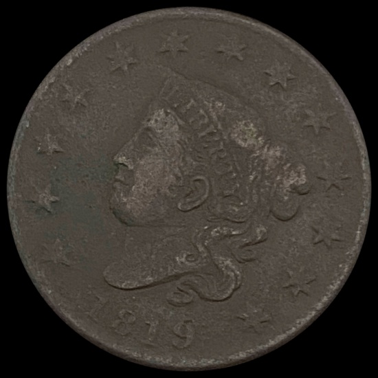 1819 Coronet Head Large Cent NICELY CIRCULATED