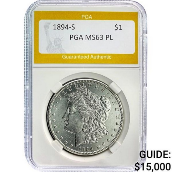 1894-S Morgan Silver Dollar PGA MS63 PL