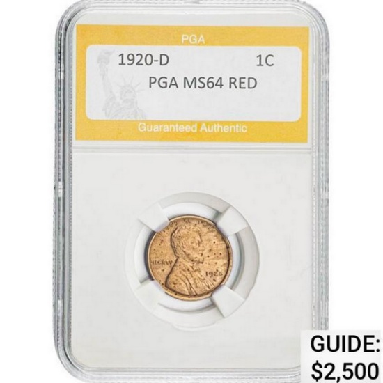 1920-D Wheat Cent PGA MS64 Red