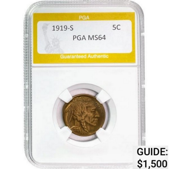 1919-S Buffalo Nickel PGA MS64