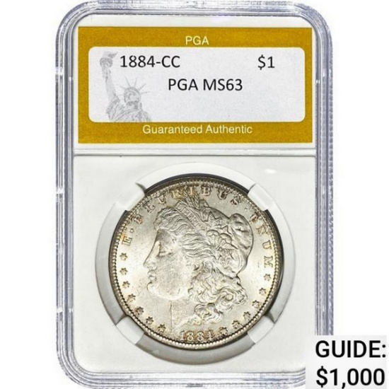1884-CC Morgan Silver Dollar PGA MS63