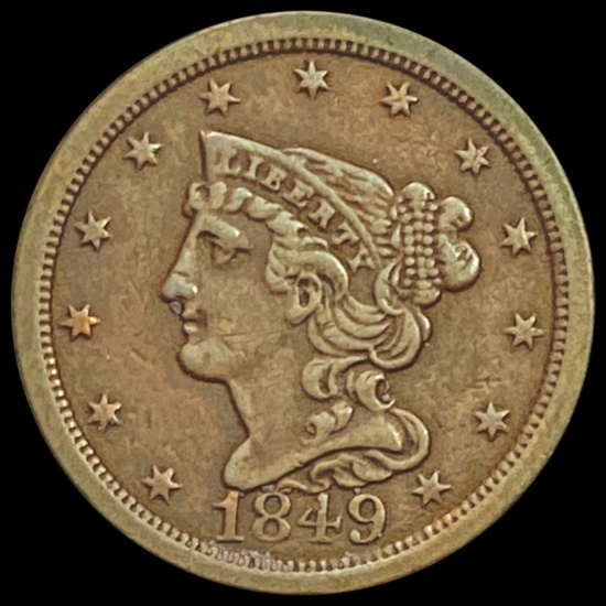 1849 Braided Hair Half Cent NEARLY UNCIRCULATED