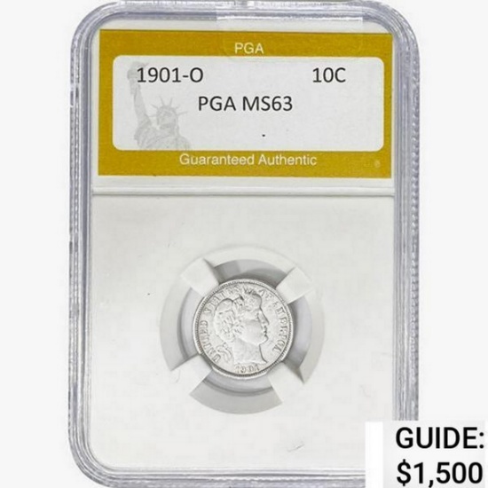 1901-O Barber Dime PGA MS63
